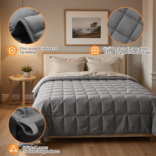 Queen Size 20 lbs Weighted Blanket - Soft Cotton Cooling Heavy Blanket