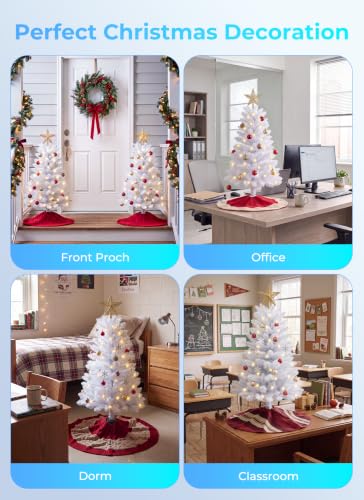Brightown 3FT White Prelit Artificial Christmas Tree - Small Tabletop Holiday Decor