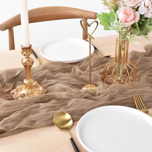 Joanlody Coffee Cheesecloth Table Runner 10ft Fall Wedding Home Decor