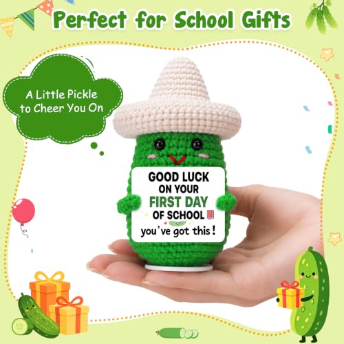 Handmade Crochet Pickle Desk Decor - First Day of School Encouragement Gift