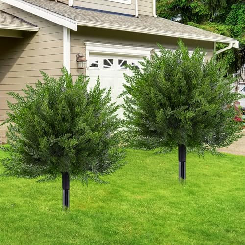 15.7-Inch Artificial Boxwood Topiary Ball with Spike, UV Resistant Faux Shrub