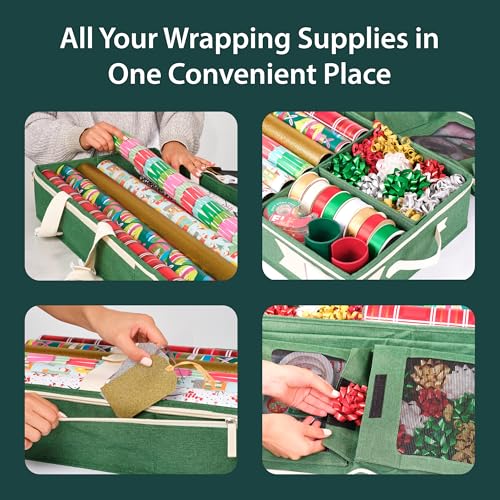 Wrapping Paper Storage Organizer for Gift Wrap Supplies and Ribbons