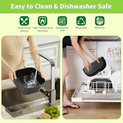 Reusable Square Air Fryer Silicone Liners 3-Pack for 8QT-10QT Air Fryers