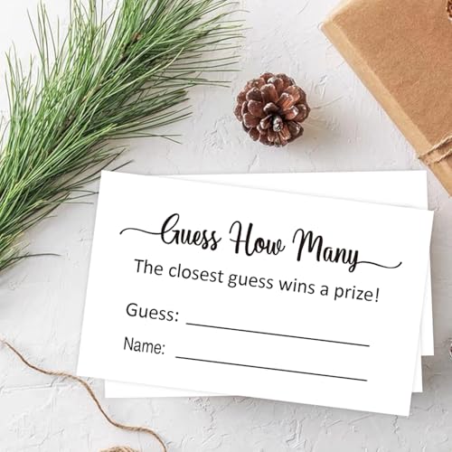 KONKAVA Guess How Many Game Cards for Baby Shower (50 Pack, 3.5" x 2") - Minimalist Design