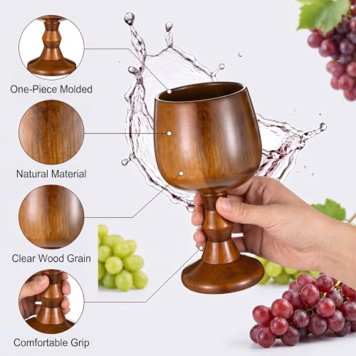 2-Piece Handcrafted Jujube Wood Wine Goblet Set – 5oz Vintage Chalice