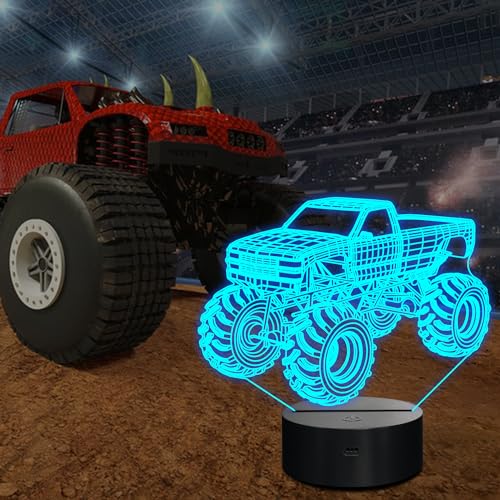 3D Monster Truck LED Night Light with Remote Control and Timer