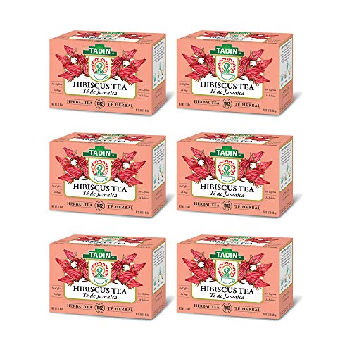 Tadin Herb & Tea Co. Hibiscus Herbal Tea. Caffeine Free. 24 Tea Bags. 1.44 oz. Pack of 6