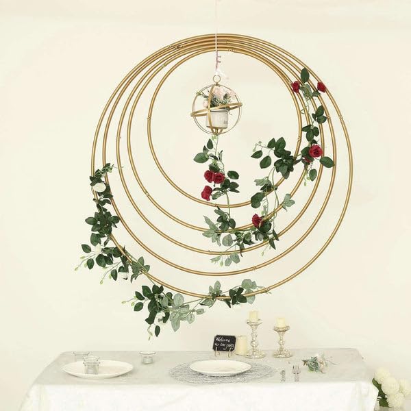 36-Inch Gold Metal Floral Hoop Wreath Frame for Wedding & Event Decor