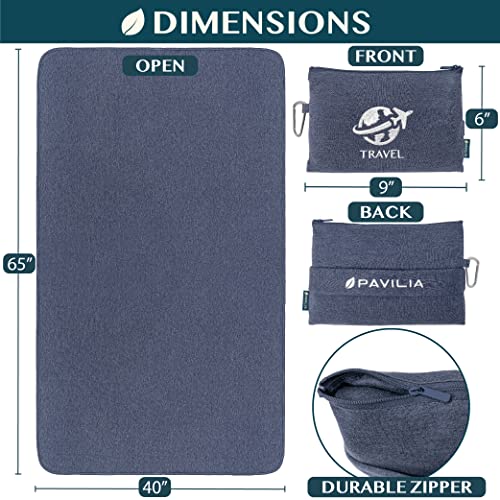 Compact Travel Blanket & Pillow Set - Soft Fleece for Airplane