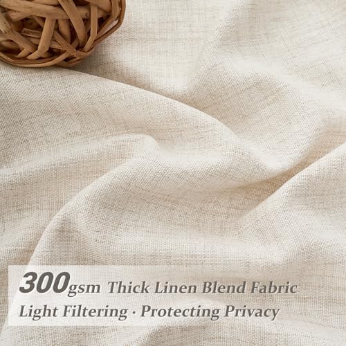 Pinch Pleated Linen Curtains 96 Inches - Light Filtering Drapes (2 Panels)