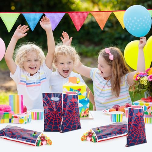 40-Piece Spider Web Party Favor Bags, Red & Blue Treat Gift Bags