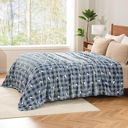 Peanuts Snoopy Plush Blanket - Navy Tonal, Twin Size 60x90