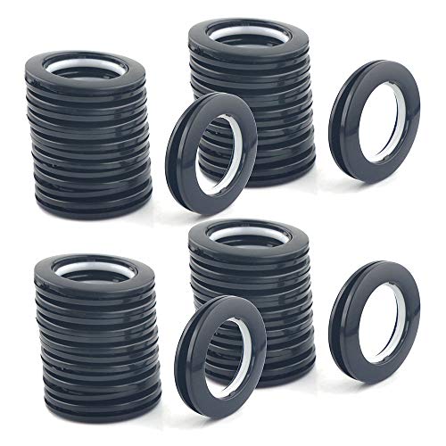 32-Pack Curtain Grommets, 1-9/16" ID Black Plastic Eyelet Rings for Drapes