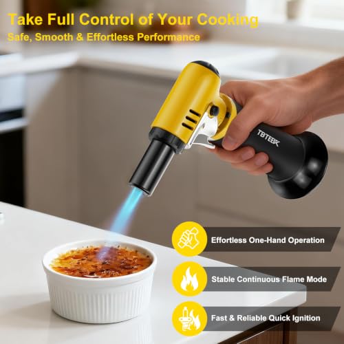 Refillable Butane Kitchen Torch with Fuel Gauge - Adjustable 2500°F Flame