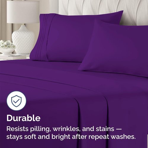 King Standard Pillow Cases by King - Soft Hotel Quality Pillowcase Covers | Comfy Bedding Set of 4 - Machine Washable - Purple