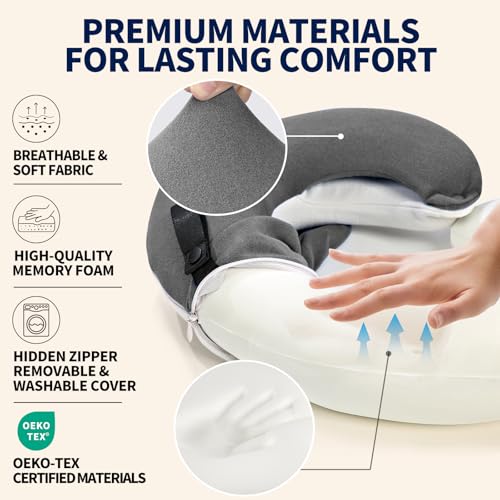 BUYUE Memory Foam Travel Neck Pillow - 360° Support Flight Kit