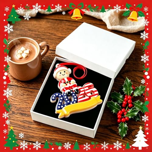 Personalized Family Christmas Ornament - Family of 1 - Patriotic 2026 Holiday Decor