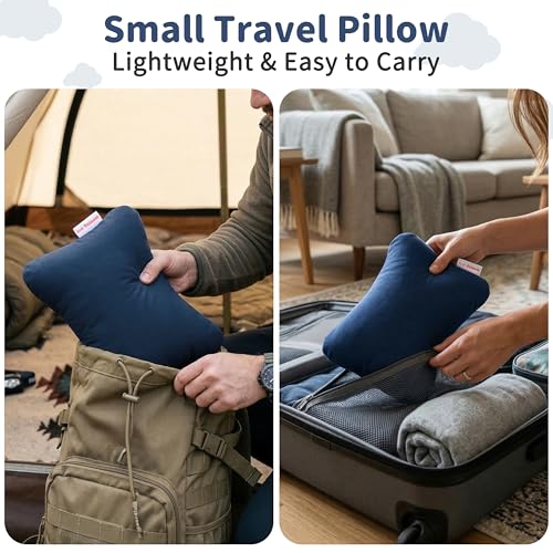 Small Travel Pillow, 11x7 Inch Mini Nap Pillow for Car, Airplane and Camping