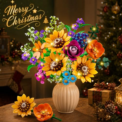HOGOKIDS Wild Flower Bouquet Building Set with Lights - Advent Calendar for Kids & Adults