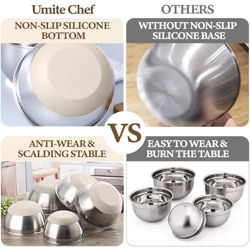 Stainless Steel Mixing Bowls with Airtight Lids & Grater Attachments