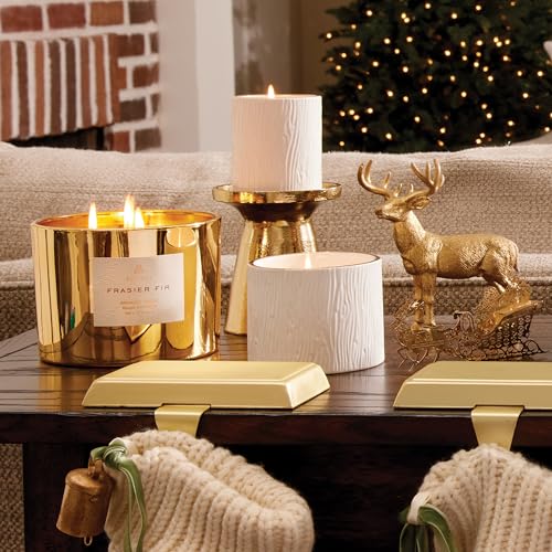 Thymes Frasier Fir Gilded Gold 3-Wick Scented Candle - Holiday Home Fragrance, 17 oz
