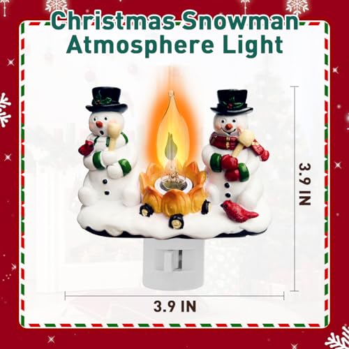 Christmas Decorations，Snowman Campfire Night Light，4 Inch Resin