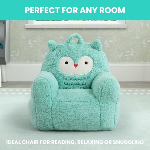 Plush Owl Toddler Chair - Soft Foam Lightweight Kids Armchair, Teal