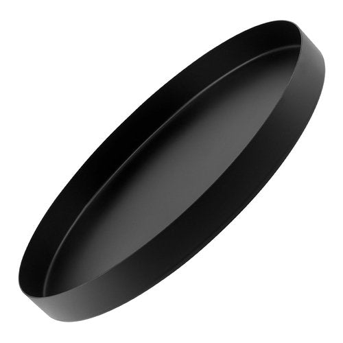 SENJEOK 2PCS 12 Inch Black Metal Round Trays, Stainless Steel Decorative Serving Tray, Round Candle Tray Holder for Jewelry, Accessories, Coffee Table