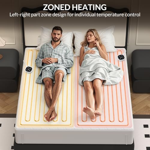 Queen Heated Mattress Pad with Dual Control & 10 Heat Levels