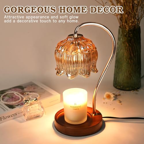 Flower Dimmable Candle Warmer Lamp with Timer for Jar Wax Candles