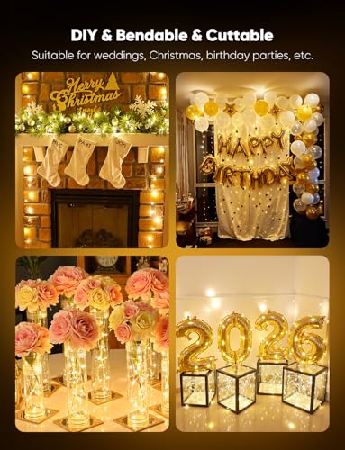 12 Pack Battery Operated Fairy Lights - 8 Modes 7ft Warm White LED String Lights