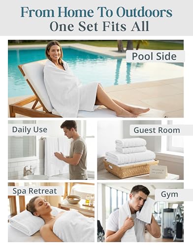 8-Piece Cotton Bath Towel Set - Absorbent, Quick-Dry Terry Towels for Bathroom