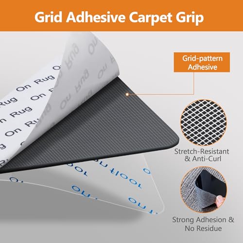 16 Pcs Anti-Slip Rug Grippers for Hardwood Floors - Reusable Carpet Tape
