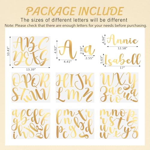 Gold Script Letter Wall Decals - Peel and Stick Alphabet Set for Decor