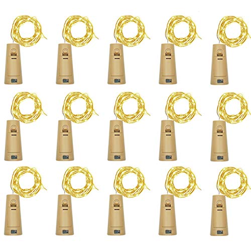 LoveNite 15 Pack Warm White Cork Bottle String Lights 20 LEDs Fairy Lights for DIY Party Decor