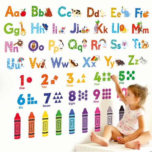 Animal Alphabet and Numbers Wall Stickers for Kids Nursery and Classroom