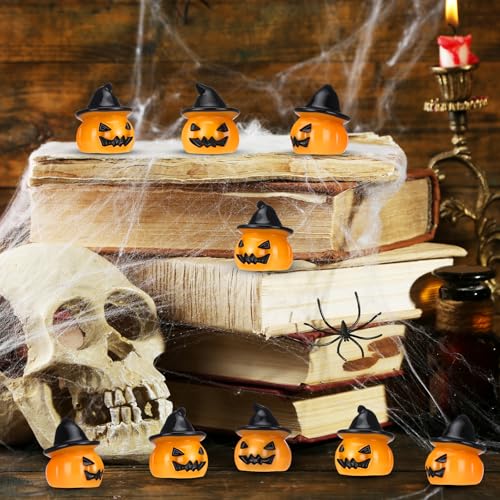 50 Pcs Halloween Mini Pumpkin Figurines - Tiny Resin Ghost Table Decor