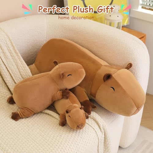 SQEQE Weighted Capybara Plush Stuffed Animal, Cute Soft Plushie Pillow Toy
