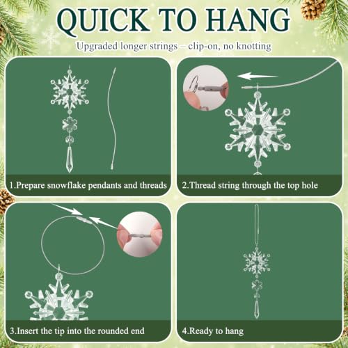 20pcs Acrylic Crystal Christmas Ornaments Snowflake & Icicle Set