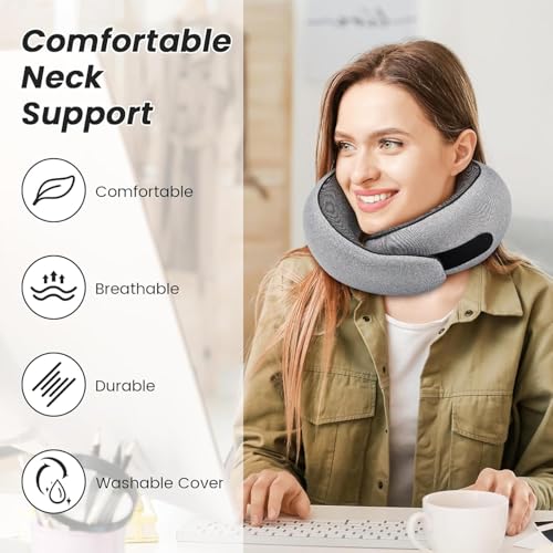 Memory Foam Travel Neck Pillow with Chin Wrap - 360° Support