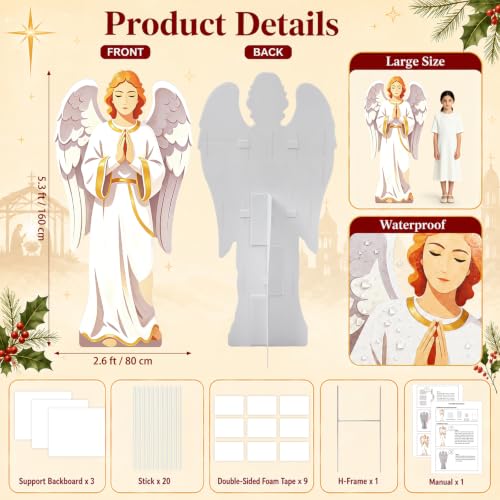 Angel Christmas Cardboard Cutout - 5.3 Ft Nativity Scene Decor, Religious Holiday Standee