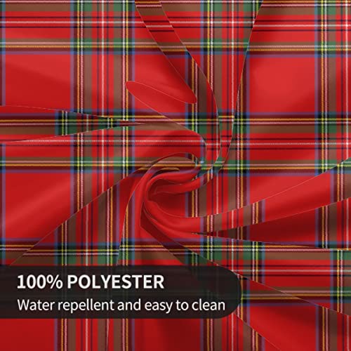Sweetshow Brickred Christmas 60 Inch Round Buffalo Plaid Tablecloth - Washable Polyester for Holiday Dining