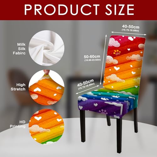Rainbow Cloud Paw Print Stretch Chair Covers - 2PCS 23.6x70in