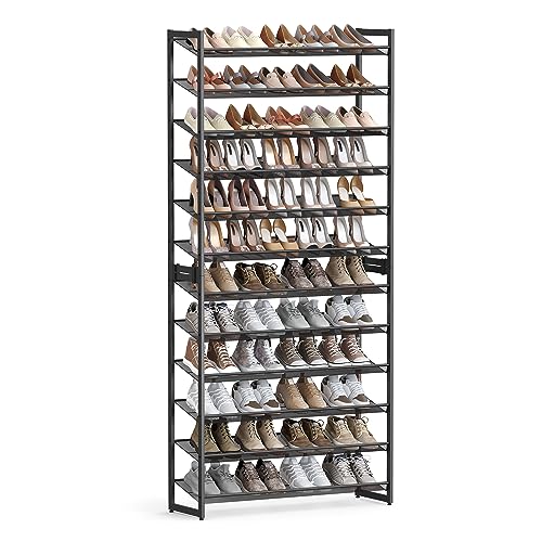 12-Tier Metal Shoe Rack Organizer, Stackable Shoe Storage Shelf