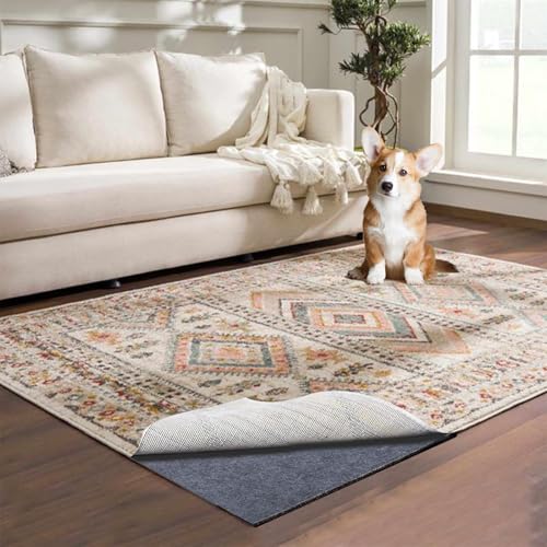 8x10 ft Waterproof Rug Pad, Non-Slip Felt Carpet Pad for Hardwood Floors