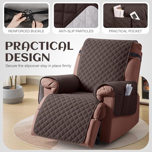 Waterproof Recliner Chair Cover for Pets - Anti-Slip Furniture Protector (23.6", Chocolate)