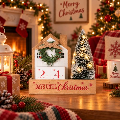 HOMirable Christmas Countdown Light Up Decor - 99 Days Festive Tabletop Display