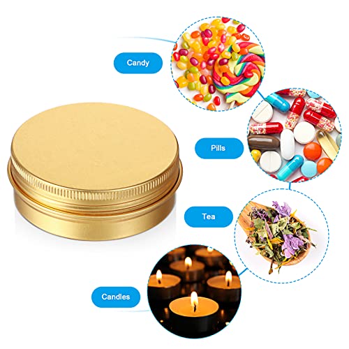 36 Pack 2 oz Metal Round Tins with Screw Lids & Stickers