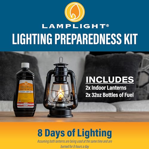Emergency Lighting Kit: 2 Indoor Oil Lamps & 2 Bottles of Paraffin Oil