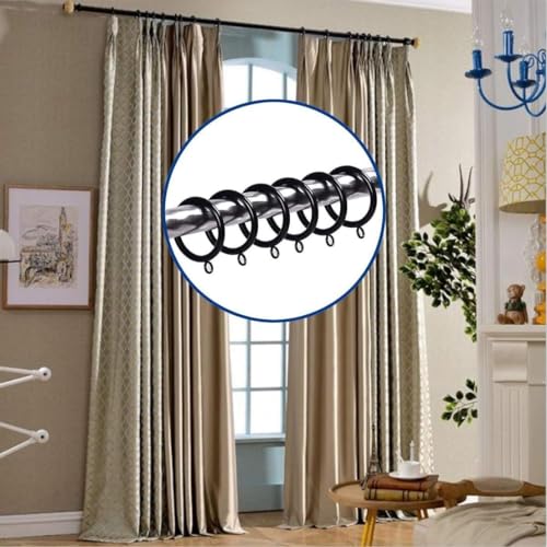 24-Pack Black Wooden Curtain Rings, 2.2-Inch Inner Diameter Beechwood Rings